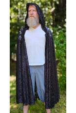 Cloakmakers.com 6114-Washable Black Lace Hooded Cloak w/ Black Ribbon Closure