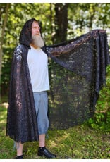 Cloakmakers.com 6114-Washable Black Lace Hooded Cloak w/ Black Ribbon Closure