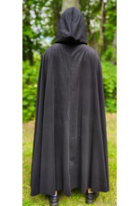 Cloakmakers.com 6115-Black Wool Blend Cloak w/ Black Velvet Hood Lining & Triple Medallion Clasp