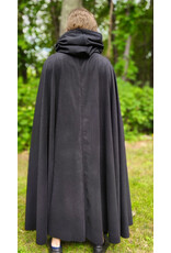 Cloakmakers.com 6115-Black Wool Blend Cloak w/ Black Velvet Hood Lining & Triple Medallion Clasp