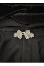 Cloakmakers.com 6115-Black Wool Blend Cloak w/ Black Velvet Hood Lining & Triple Medallion Clasp