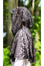 Cloakmakers.com 6116-Washable Short Black Lace Cloak w/ Black Ribbon Closure
