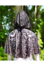 Cloakmakers.com 6116-Washable Short Black Lace Cloak w/ Black Ribbon Closure