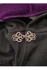 Cloakmakers.com 6117-Washable Slate Blue Wool Cloak w/ Purple Velvet Hood Lining & Purple and Silver Dragon Embroidery & Pockets