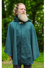 Cloakmakers.com 6118-Washable Green Wool Cloak w/ Green Velvet Hood Lining & Green Linen Pockets