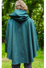 Cloakmakers.com 6118-Washable Green Wool Cloak w/ Green Velvet Hood Lining & Green Linen Pockets