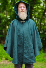 Cloakmakers.com 6118-Washable Green Wool Cloak w/ Green Velvet Hood Lining & Green Linen Pockets