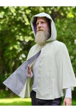 Cloakmakers.com 6119-Washable Lightweight Light Seafoam Wool Cloak w/ Purple Velvet Hood Lining & Large Elemental Embroidery & Lavender Faux Suede Pockets