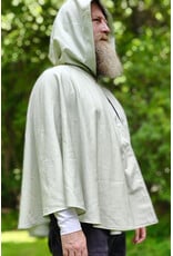 Cloakmakers.com 6119-Washable Lightweight Light Seafoam Wool Cloak w/ Purple Velvet Hood Lining & Large Elemental Embroidery & Lavender Faux Suede Pockets