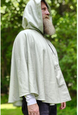 Cloakmakers.com 6119-Washable Lightweight Seafoam Wool Cloak w/ Purple Velvet Hood Lining & Elemental Embroidery & Pockets