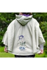 Cloakmakers.com 6119-Washable Lightweight Light Seafoam Wool Cloak w/ Purple Velvet Hood Lining & Large Elemental Embroidery & Lavender Faux Suede Pockets