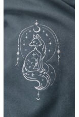 Cloakmakers.com 6120-Washable Dark Slate Blue Wool Cloak w/ Grey Velveteen Hood Lining & Wolf & Fox Embroidery & Pockets