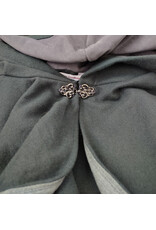 Cloakmakers.com 6120-Washable Dark Slate Blue Wool Cloak w/ Grey Velveteen Hood Lining & Wolf & Fox Embroidery & Pockets