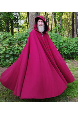 Cloakmakers.com 6121-Washable Crimson Wool Blend Cloak w/ Black Velvet Hood Lining & Gothic Rose Clasp