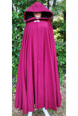 Cloakmakers.com 6121-Washable Crimson Wool Blend Cloak w/ Black Velvet Hood Lining & Gothic Rose Clasp