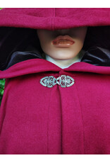 Cloakmakers.com 6121-Washable Crimson Wool Blend Cloak w/ Black Velvet Hood Lining & Gothic Rose Clasp