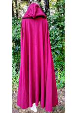 Cloakmakers.com 6121-Washable Crimson Wool Blend Cloak w/ Black Velvet Hood Lining & Gothic Rose Clasp