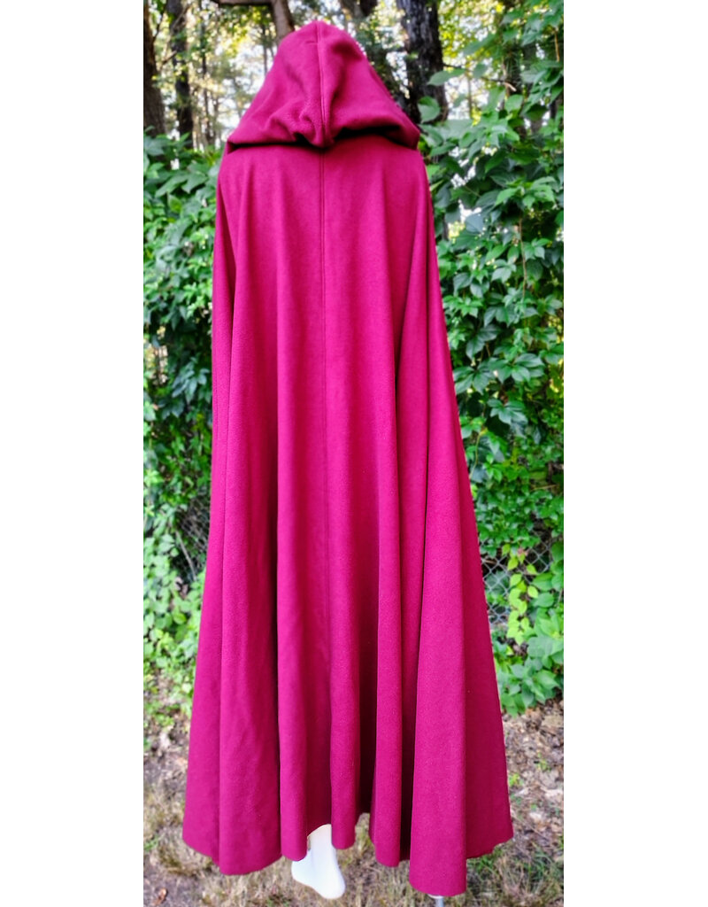 Cloakmakers.com 6121-Washable Crimson Wool Blend Cloak w/ Black Velvet Hood Lining & Gothic Rose Clasp