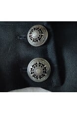 Cloakmakers.com 6122-Washable Lightweight Black Wool Blend Open Front Cloak w/ Two Silver Tone Buttons & Rain Resistance