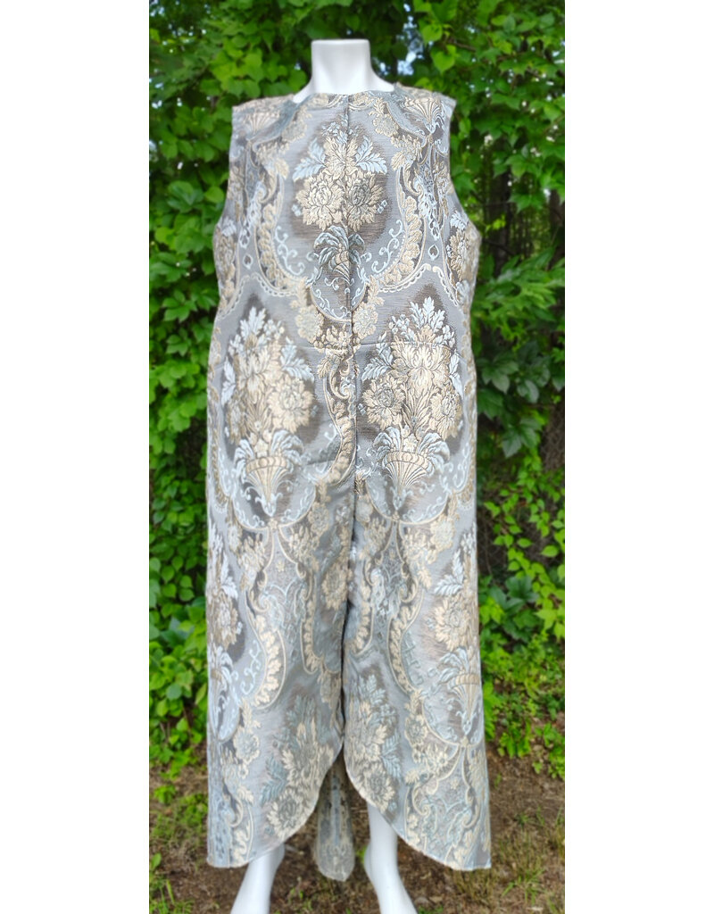 Cloakmakers.com J931-Washable Blue, Cream & Gold Long Brocade Vest