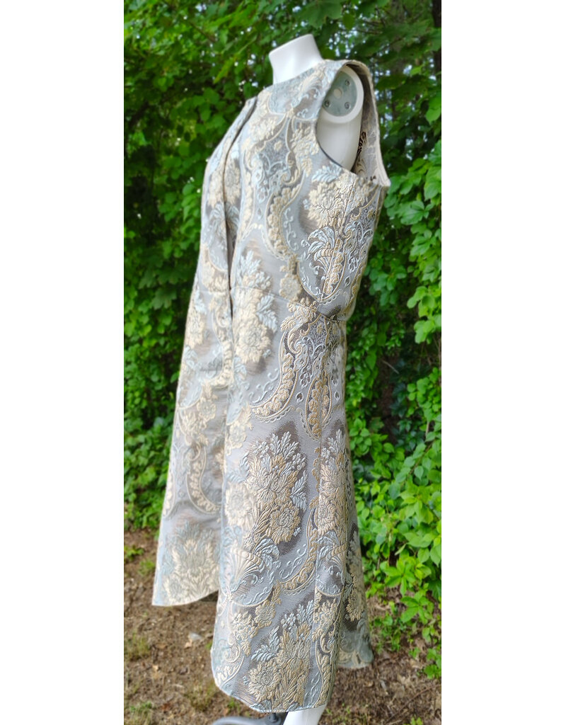 Cloakmakers.com J931-Washable Blue, Cream & Gold Long Brocade Vest