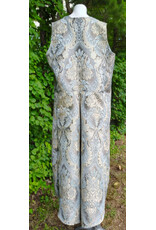 Cloakmakers.com J931-Washable Blue, Cream & Gold Long Brocade Vest