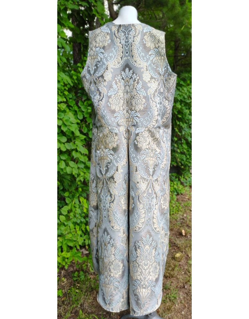 Cloakmakers.com J931-Washable Blue, Cream & Gold Long Brocade Vest