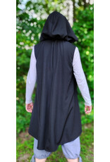 Cloakmakers.com J932-Washable Black Wool Blend Hooded Vest w/ Pockets