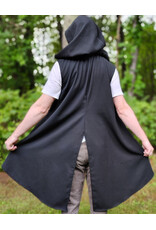 Cloakmakers.com J932-Washable Black Wool Blend Hooded Vest w/ Pockets