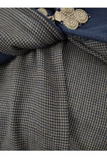 Cloakmakers.com 6123-Washable Blue & Grey Micro-check Mantle Cloak w/ Black Velvet Hood Lining & Triple Medallion Clasp & Pockets