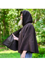 Cloakmakers.com 6124-Brown Wool Blend Cloak w/ Silver Velvet Hood Lining & Interior Pockets
