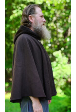 Cloakmakers.com 6124-Brown Wool Blend Cloak w/ Silver Velvet Hood Lining & Interior Pockets