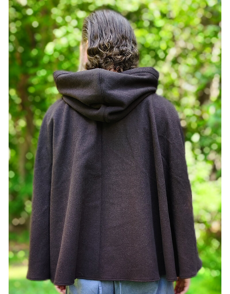 Cloakmakers.com 6124-Brown Wool Blend Cloak w/ Silver Velvet Hood Lining & Interior Pockets
