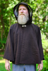 Cloakmakers.com 6124-Brown Wool Blend Cloak w/ Silver Velvet Hood Lining & Interior Pockets