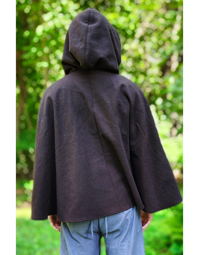 Cloakmakers.com 6124-Brown Wool Blend Cloak w/ Silver Velvet Hood Lining & Interior Pockets