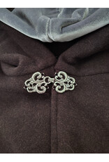 Cloakmakers.com 6124-Brown Wool Blend Cloak w/ Silver Velvet Hood Lining & Interior Pockets