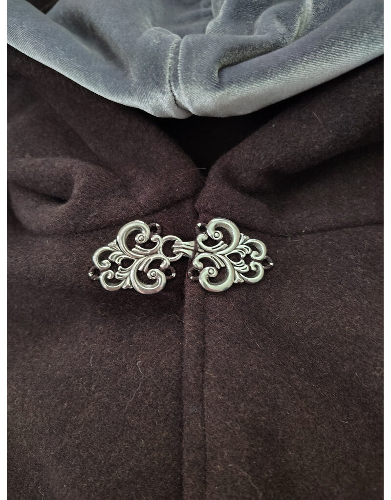 Cloakmakers.com 6124-Brown Wool Blend Cloak w/ Silver Velvet Hood Lining & Interior Pockets