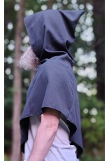 Cloakmakers.com H588-Washable Black Lightweight Wool Blend Hooded Cowl w/ Pointy Hood