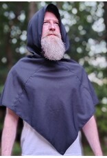 Cloakmakers.com H588-Washable Black Lightweight Wool Blend Hooded Cowl w/ Pointy Hood