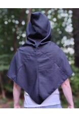 Cloakmakers.com H588-Washable Black Lightweight Wool Blend Hooded Cowl w/ Pointy Hood