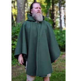 Cloakmakers.com 6125-Washable Green Fleece Ruana Cloak w/ Silver Tone Clasp