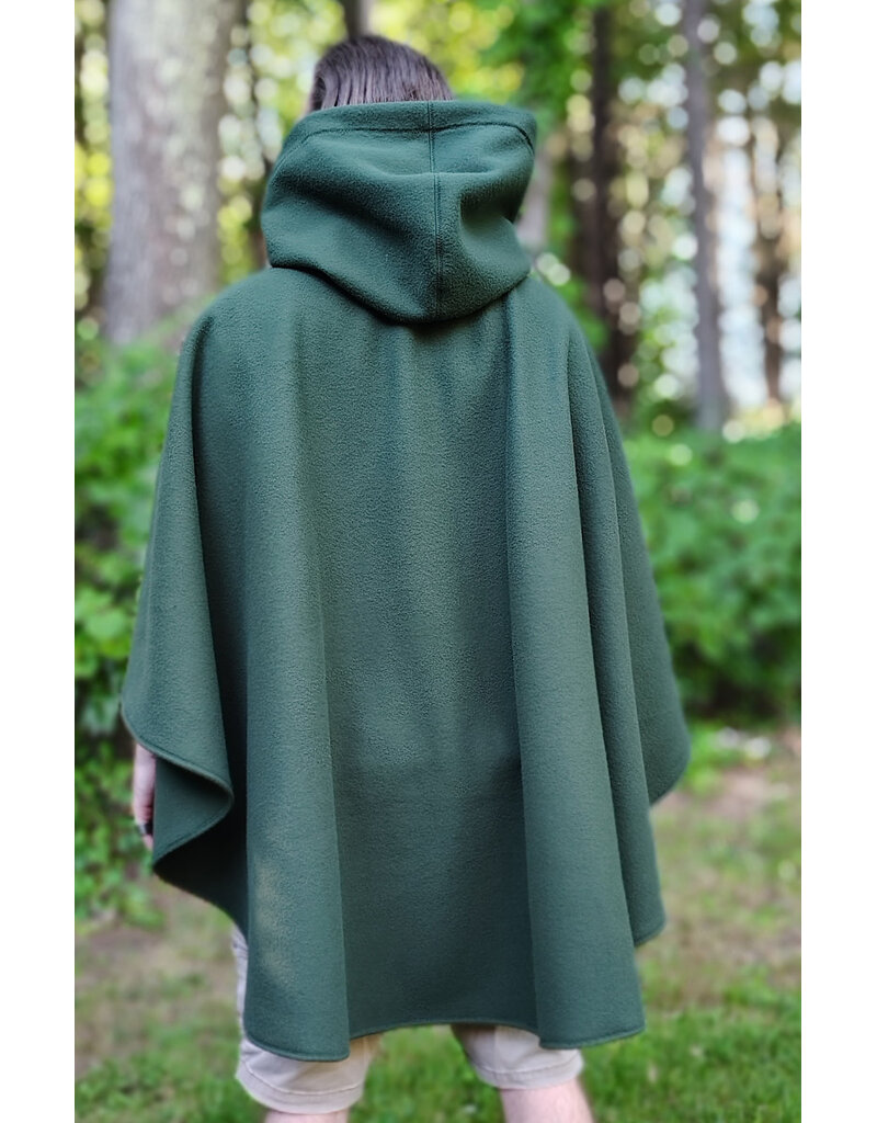Cloakmakers.com 6125-Washable Green Fleece Ruana Cloak w/ Silver Tone Clasp