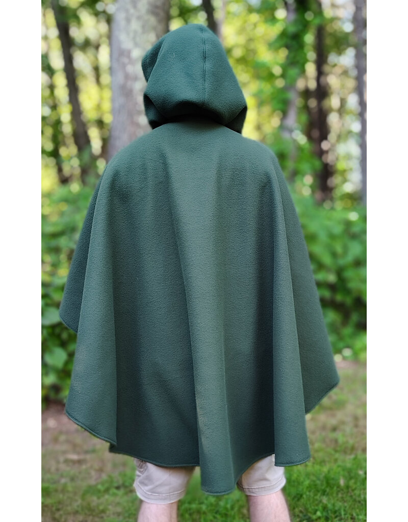 Cloakmakers.com 6125-Washable Green Fleece Ruana Cloak w/ Silver Tone Clasp