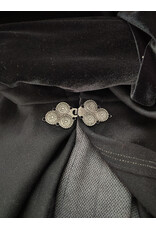 Cloakmakers.com 6126-Black & Grey Micro-Check Mantle Cloak w/ Black Velvet Hood Lining & Triple Medallion Clasp