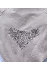 Cloakmakers.com H589-Washable Beige Cotton Blend Pointy Hooded Cowl w/ Celtic Knotted Beasts Embroidery