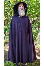Cloakmakers.com 6127-Washable Deep Purple Wool Cloak w/ Black Velvet Hood Lining & Gothic Rose Clasp