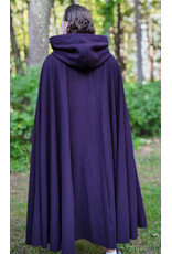 Cloakmakers.com 6127-Washable Deep Purple Wool Cloak w/ Black Velvet Hood Lining & Gothic Rose Clasp