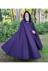 Cloakmakers.com 6127-Washable Deep Purple Wool Cloak w/ Black Velvet Hood Lining & Gothic Rose Clasp