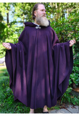 Cloakmakers.com 6127-Washable Deep Purple Wool Cloak w/ Black Velvet Hood Lining & Gothic Rose Clasp