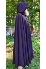 Cloakmakers.com 6127-Washable Deep Purple Wool Cloak w/ Black Velvet Hood Lining & Gothic Rose Clasp